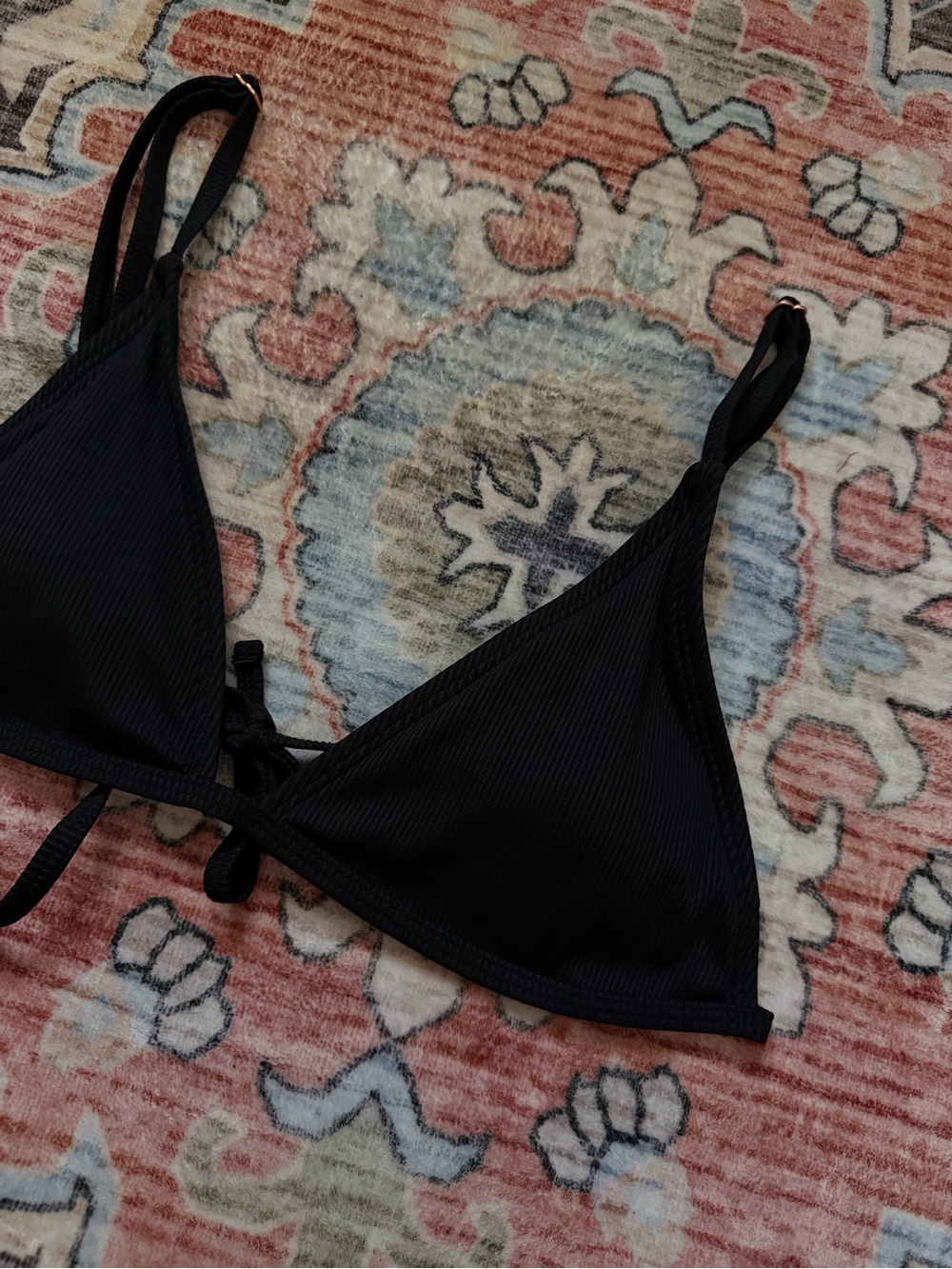 Somerfield Swim Black Ribbed Triangle Bikini Top